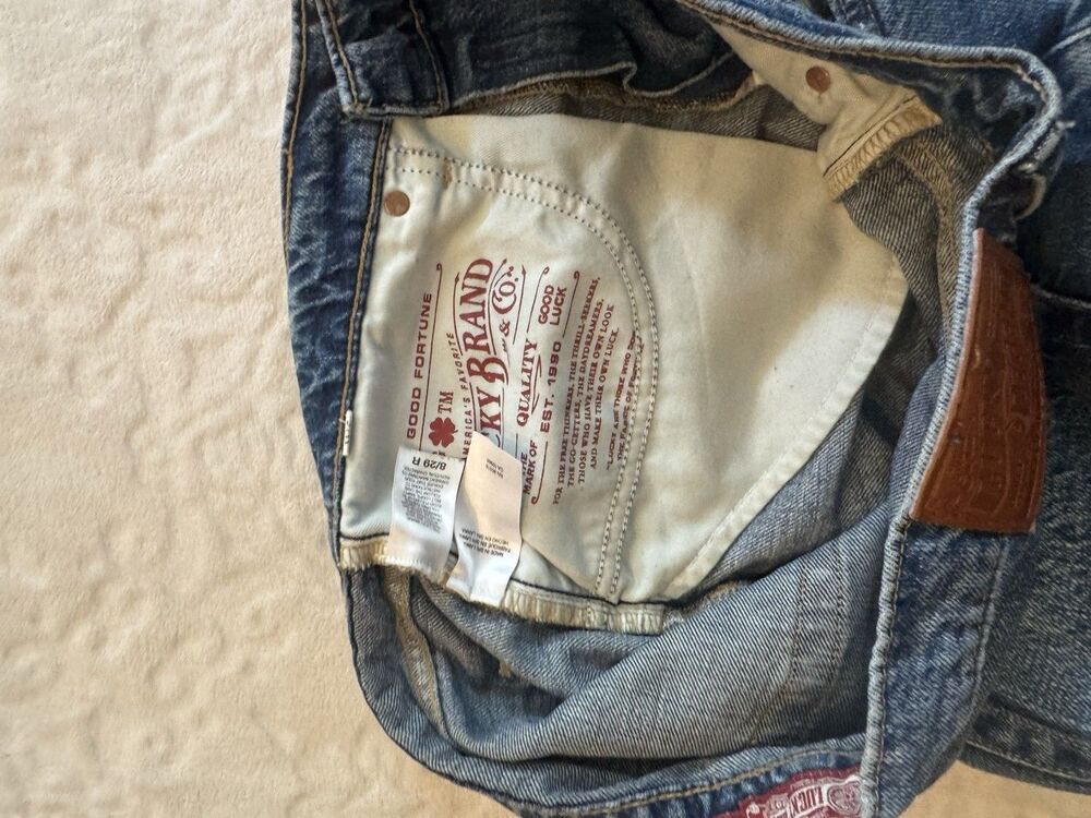 Lucky Legend Mid Rise Boyfriend High Bluff Patchwork Blue Denim Jeans Size 8/29 - Picture 10 of 13